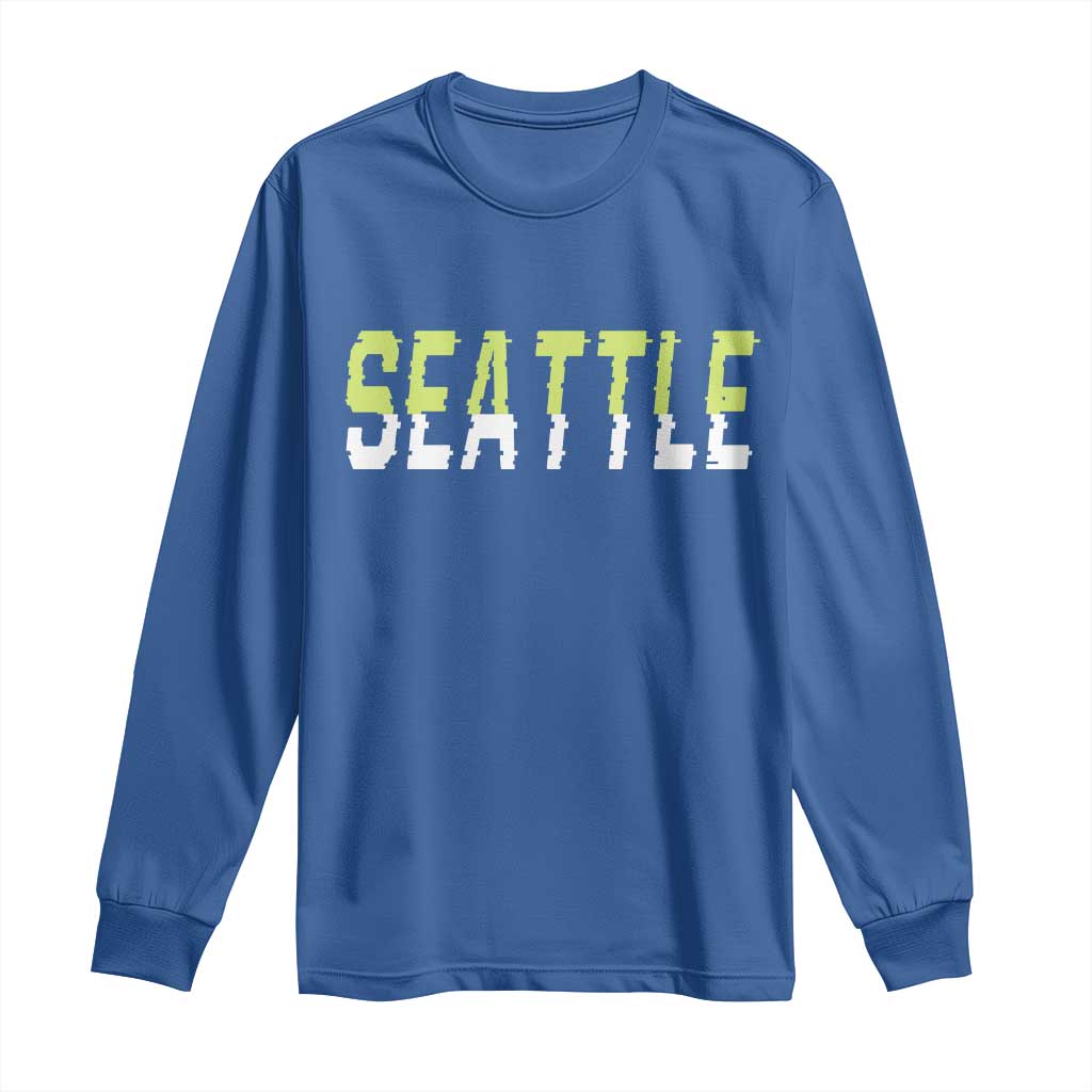 Seattle Retro Glitch Fan Gift Long Sleeve Shirt Proud Northwest 12s Fan TS12 Royal Blue Print Your Wear