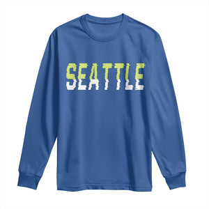 Seattle Retro Glitch Fan Gift Long Sleeve Shirt Proud Northwest 12s Fan TS12 Royal Blue Print Your Wear