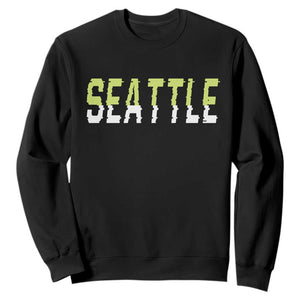 Seattle Retro Glitch Fan Gift Sweatshirt Proud Northwest 12s Fan TS12 Black Print Your Wear