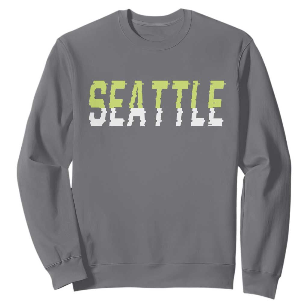 Seattle Retro Glitch Fan Gift Sweatshirt Proud Northwest 12s Fan TS12 Charcoal Print Your Wear