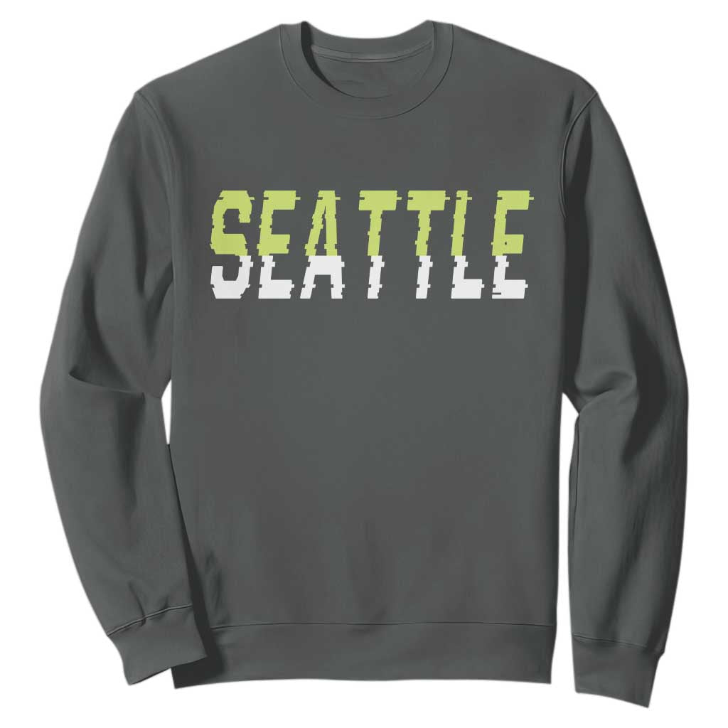 Seattle Retro Glitch Fan Gift Sweatshirt Proud Northwest 12s Fan TS12 Dark Heather Print Your Wear