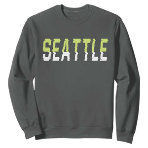 Seattle Retro Glitch Fan Gift Sweatshirt Proud Northwest 12s Fan TS12 Dark Heather Print Your Wear