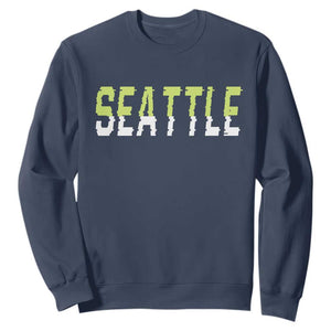 Seattle Retro Glitch Fan Gift Sweatshirt Proud Northwest 12s Fan TS12 Navy Print Your Wear