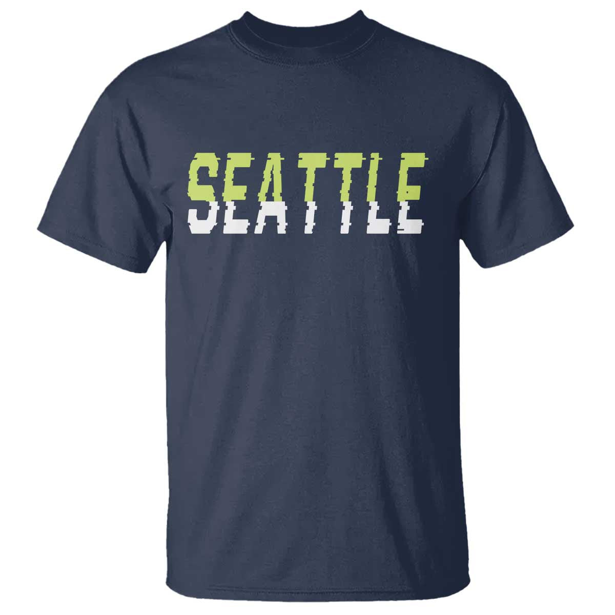Seattle Retro Glitch Fan Gift T Shirt Proud Northwest 12s Fan TS12 Navy Print Your Wear