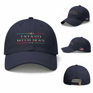 I Stand With Iran Baseball Cap Freedom For Iran 2026 Resistance Movement TS12 Baseball Cap Universal Fit Navy Print Your Wear