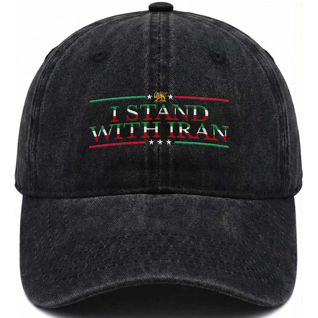 I Stand With Iran Washed Cotton Baseball Cap Freedom For Iran 2026 Resistance Movement TS12 Print Your Wear