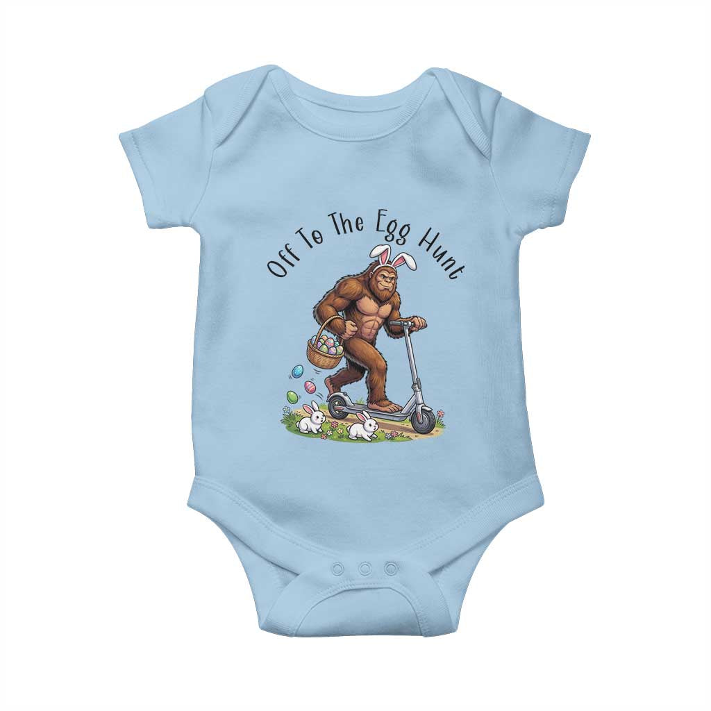 Funny Easter Bigfoot Baby Onesie Off To The Egg Hunt TS12 Light Blue Print Your Wear