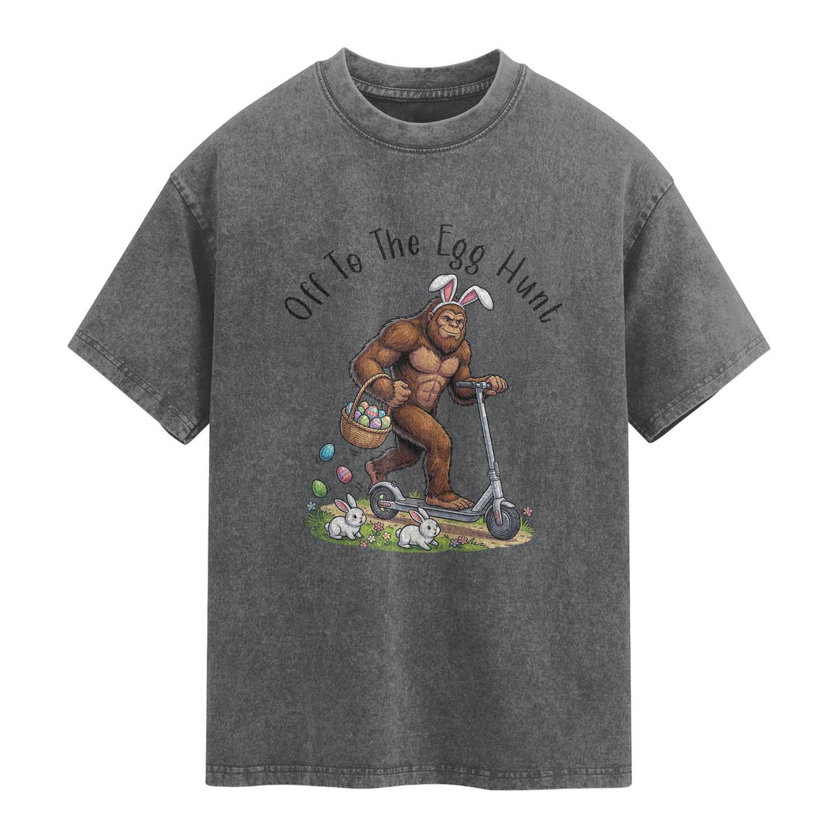 Funny Easter Bigfoot Washed Cotton T-Shirt Off To The Egg Hunt