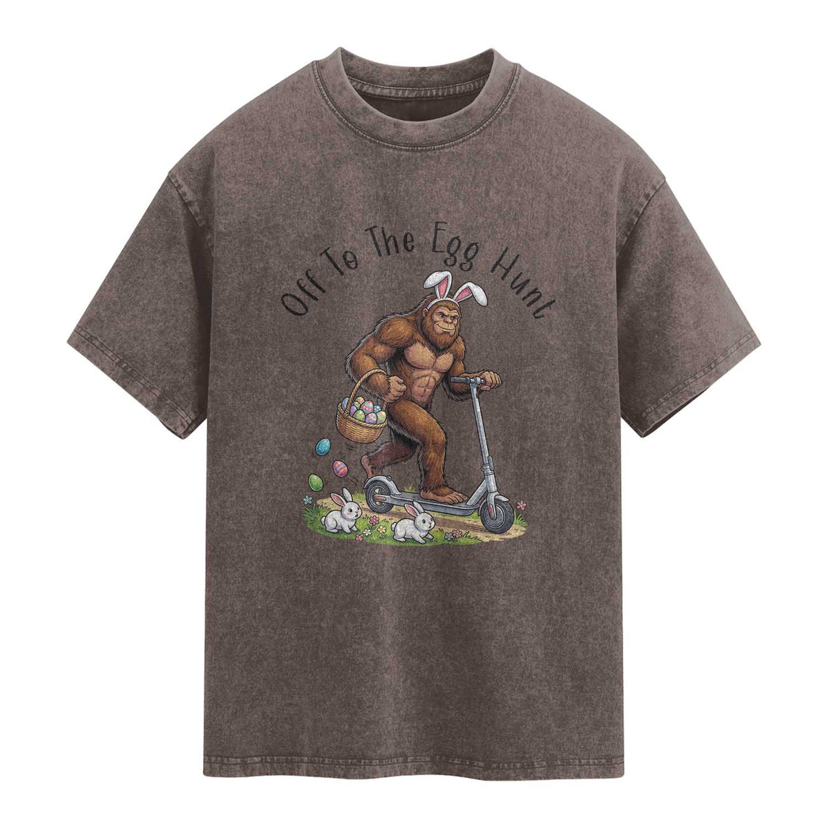 Funny Easter Bigfoot Washed Cotton T-Shirt Off To The Egg Hunt