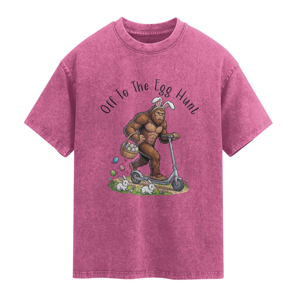 Funny Easter Bigfoot Washed Cotton T-Shirt Off To The Egg Hunt