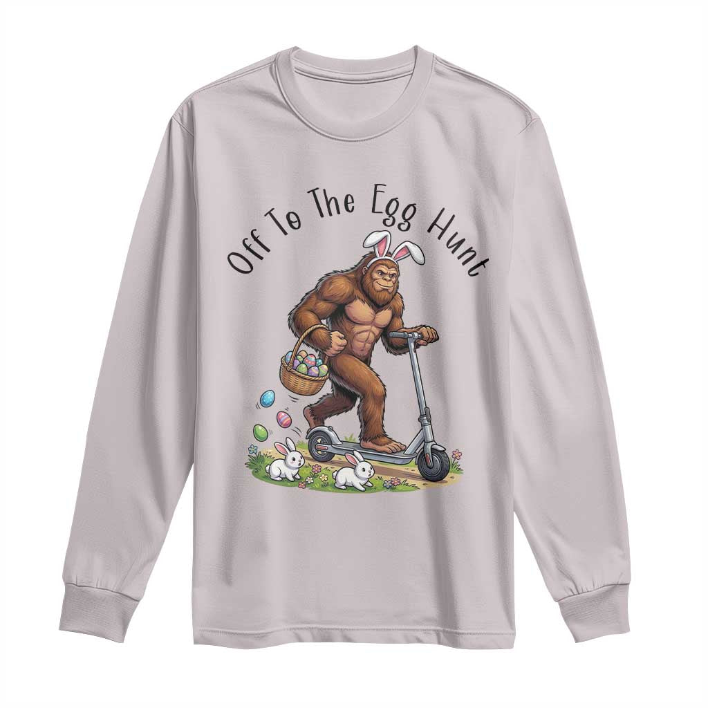 Funny Easter Bigfoot Long Sleeve Shirt Off To The Egg Hunt TS12 Ice Gray Print Your Wear