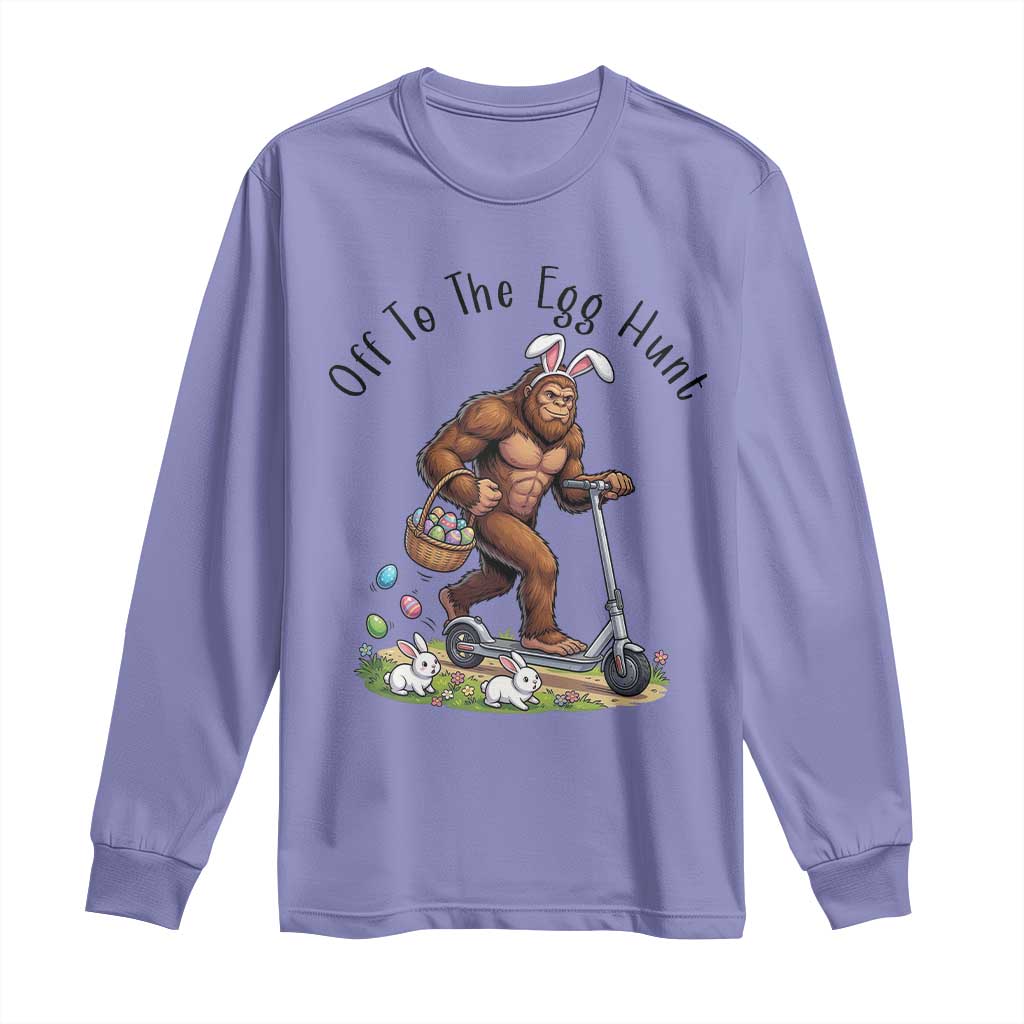 Funny Easter Bigfoot Long Sleeve Shirt Off To The Egg Hunt TS12 Violet Print Your Wear