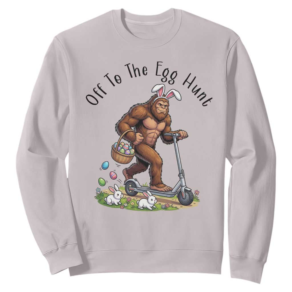 Funny Easter Bigfoot Sweatshirt Off To The Egg Hunt TS12 Ice Gray Print Your Wear