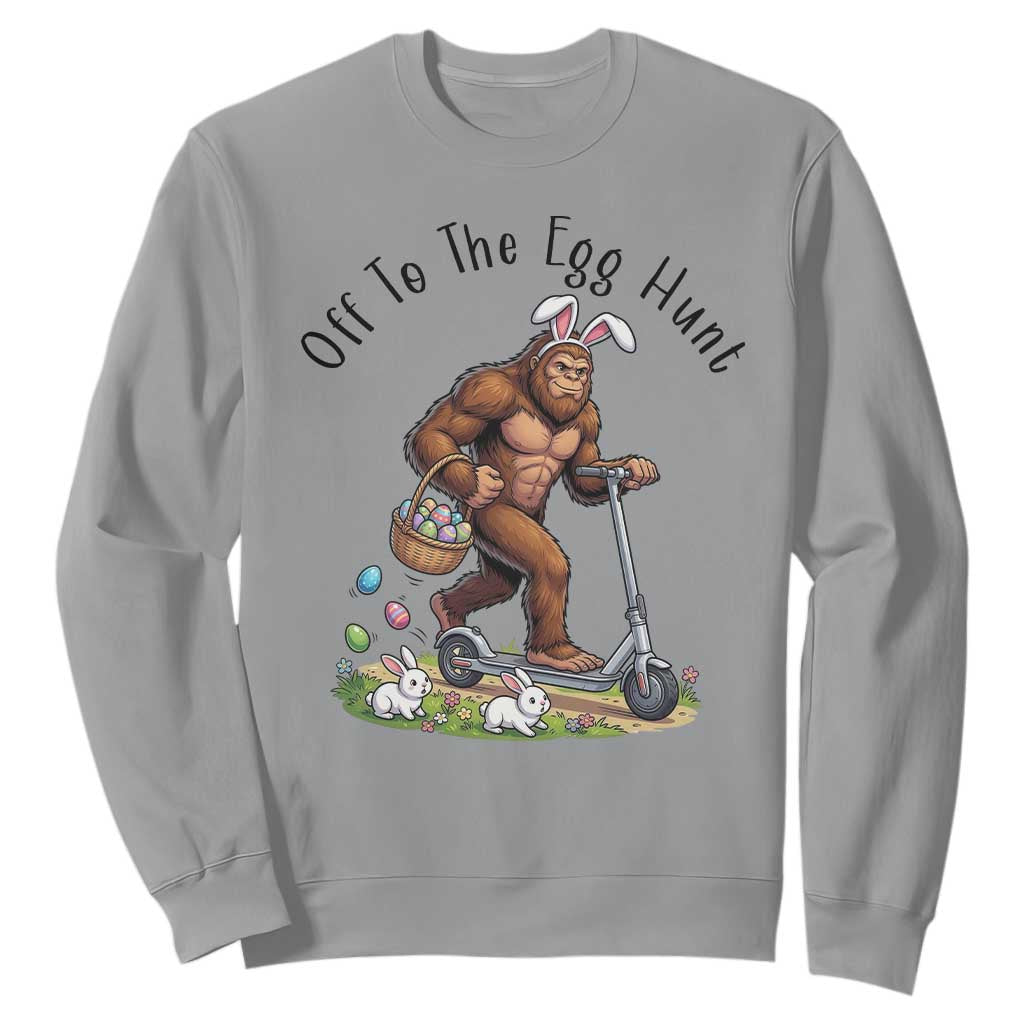 Funny Easter Bigfoot Sweatshirt Off To The Egg Hunt TS12 Sport Gray Print Your Wear
