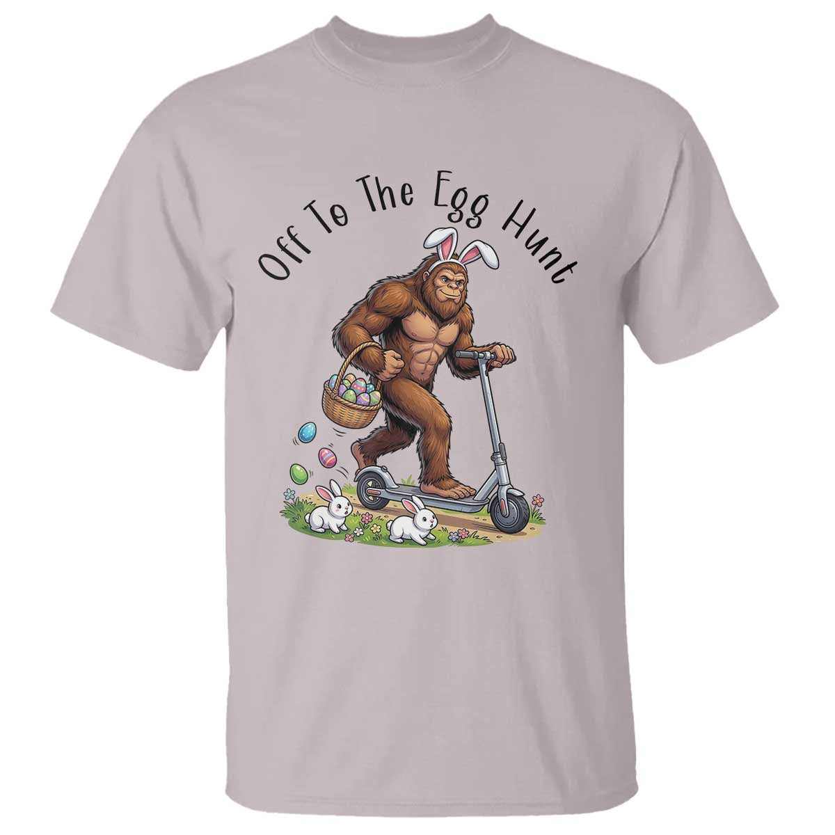 Funny Easter Bigfoot T Shirt Off To The Egg Hunt TS12 Ice Gray Print Your Wear