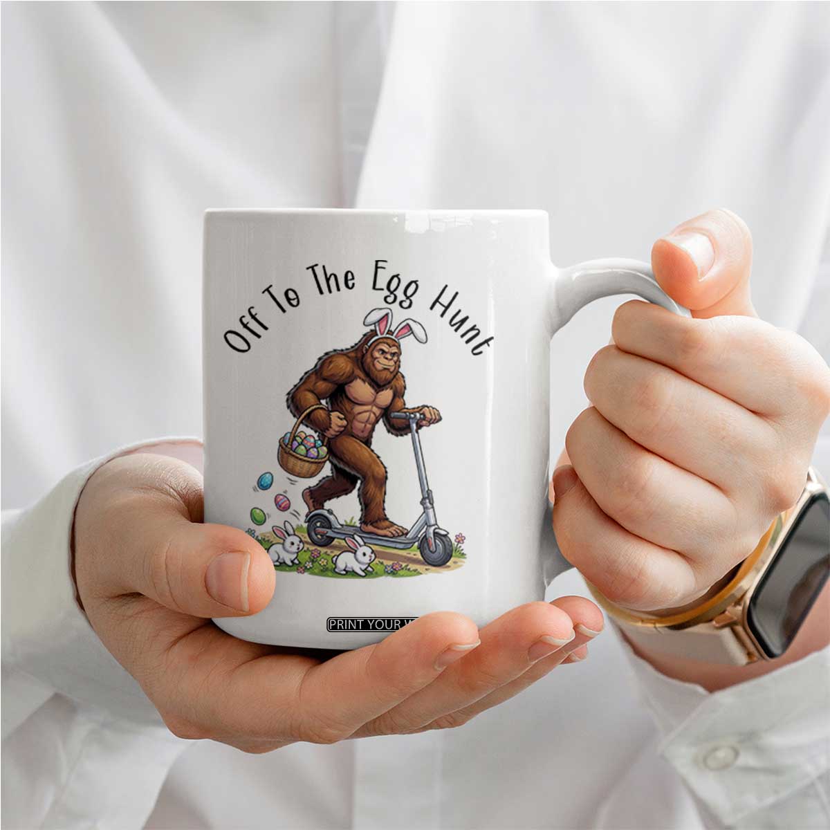 Funny Easter Bigfoot Coffee Mug Off To The Egg Hunt TS12 Print Your Wear