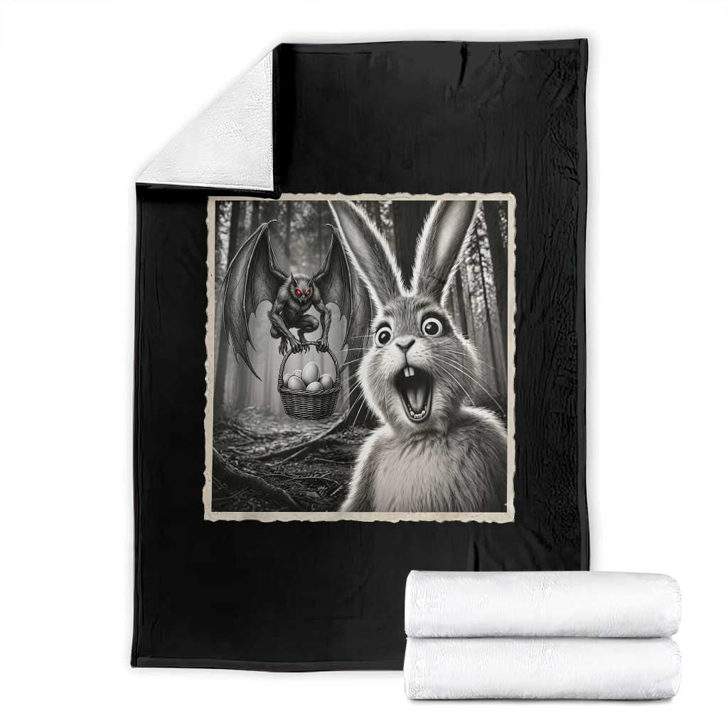 Funny Easter Bunny Selfie Mothman Egg Hunt Throw Blanket TS12 Black Print Your Wear