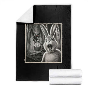 Funny Easter Bunny Selfie Mothman Egg Hunt Throw Blanket TS12 Black Print Your Wear