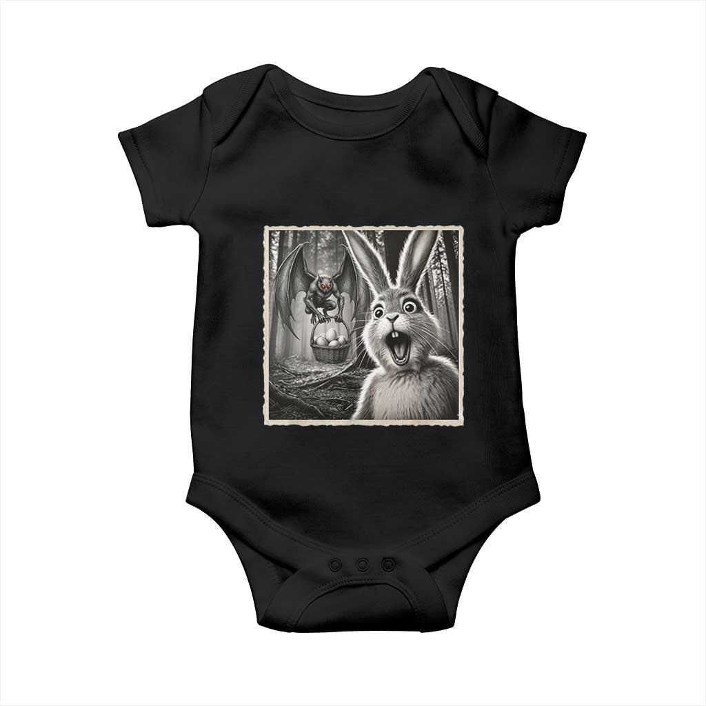 Funny Easter Bunny Selfie Mothman Egg Hunt Baby Onesie TS12 Black Print Your Wear