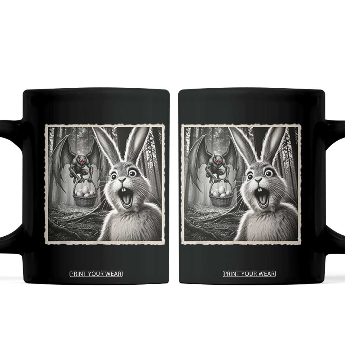 Funny Easter Bunny Selfie Mothman Egg Hunt Coffee Mug TS12 Black Print Your Wear