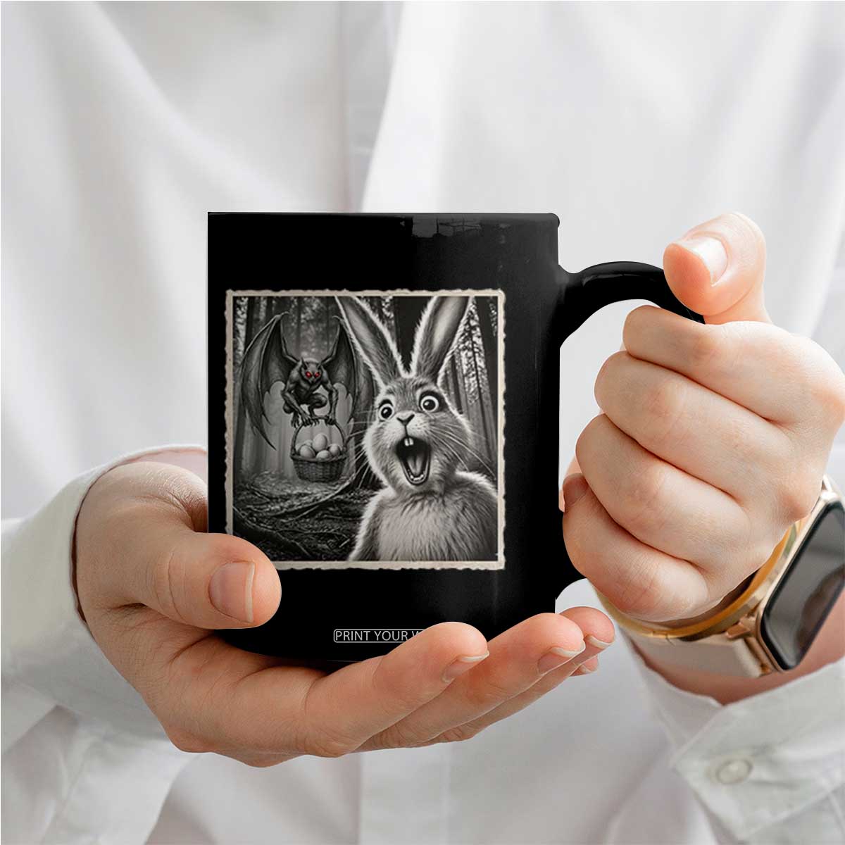 Funny Easter Bunny Selfie Mothman Egg Hunt Coffee Mug TS12 Print Your Wear
