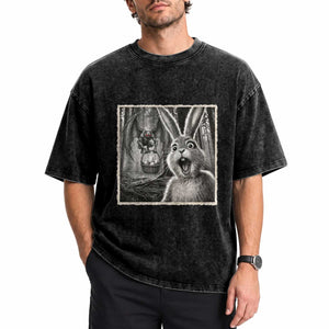 Funny Easter Bunny Selfie Mothman Egg Hunt Washed Cotton T-Shirt