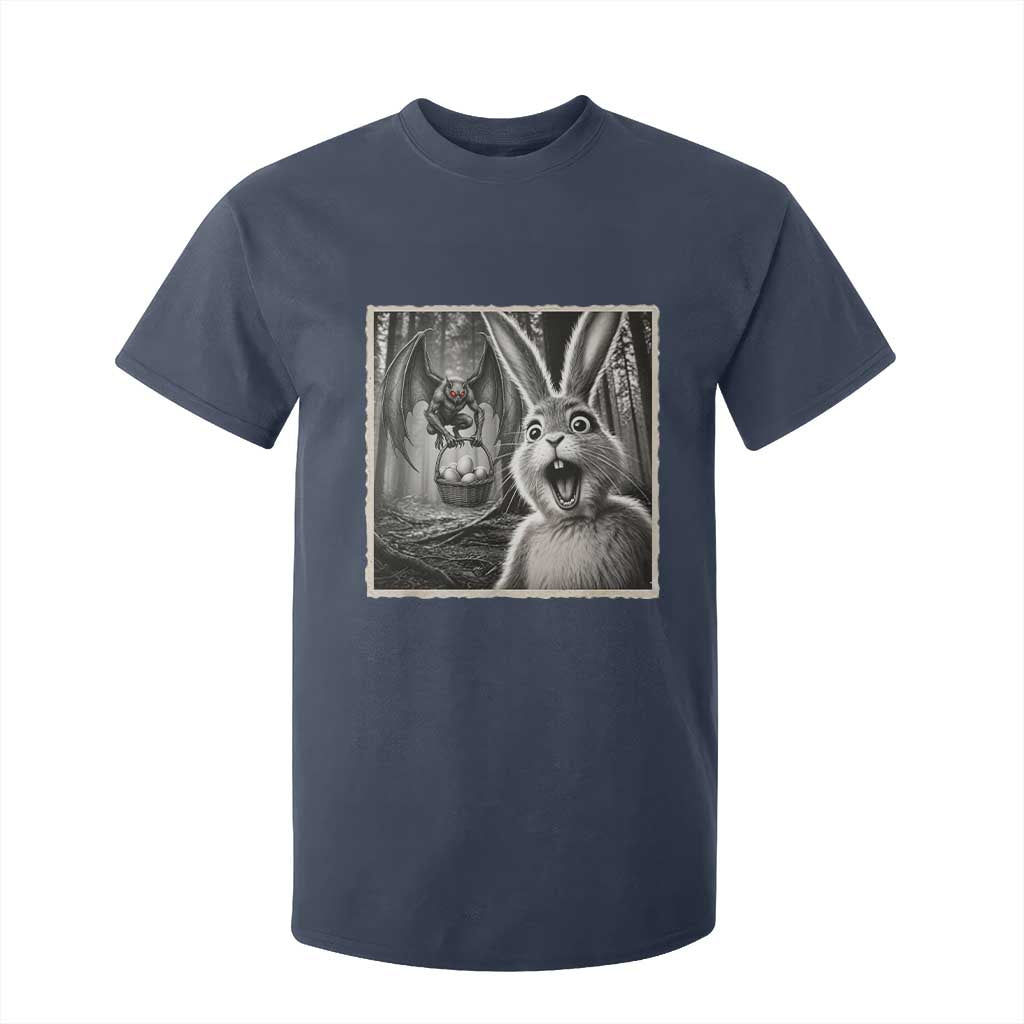 Funny Easter Bunny Selfie Mothman Egg Hunt T Shirt For Kid TS12 Navy Print Your Wear