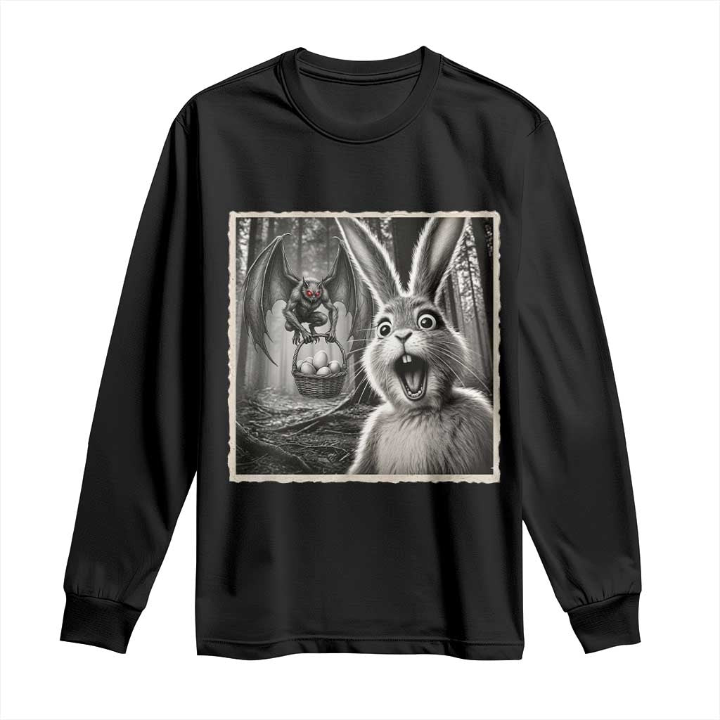 Funny Easter Bunny Selfie Mothman Egg Hunt Long Sleeve Shirt TS12 Black Print Your Wear