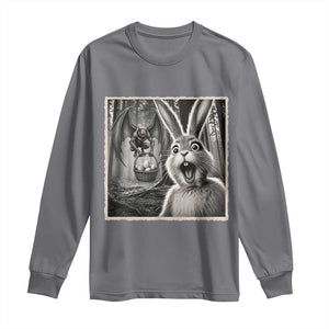 Funny Easter Bunny Selfie Mothman Egg Hunt Long Sleeve Shirt TS12 Charcoal Print Your Wear