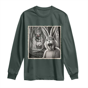Funny Easter Bunny Selfie Mothman Egg Hunt Long Sleeve Shirt TS12 Dark Forest Green Print Your Wear