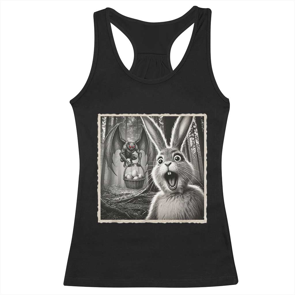 Funny Easter Bunny Selfie Mothman Egg Hunt Racerback Tank Top TS12 Black Print Your Wear