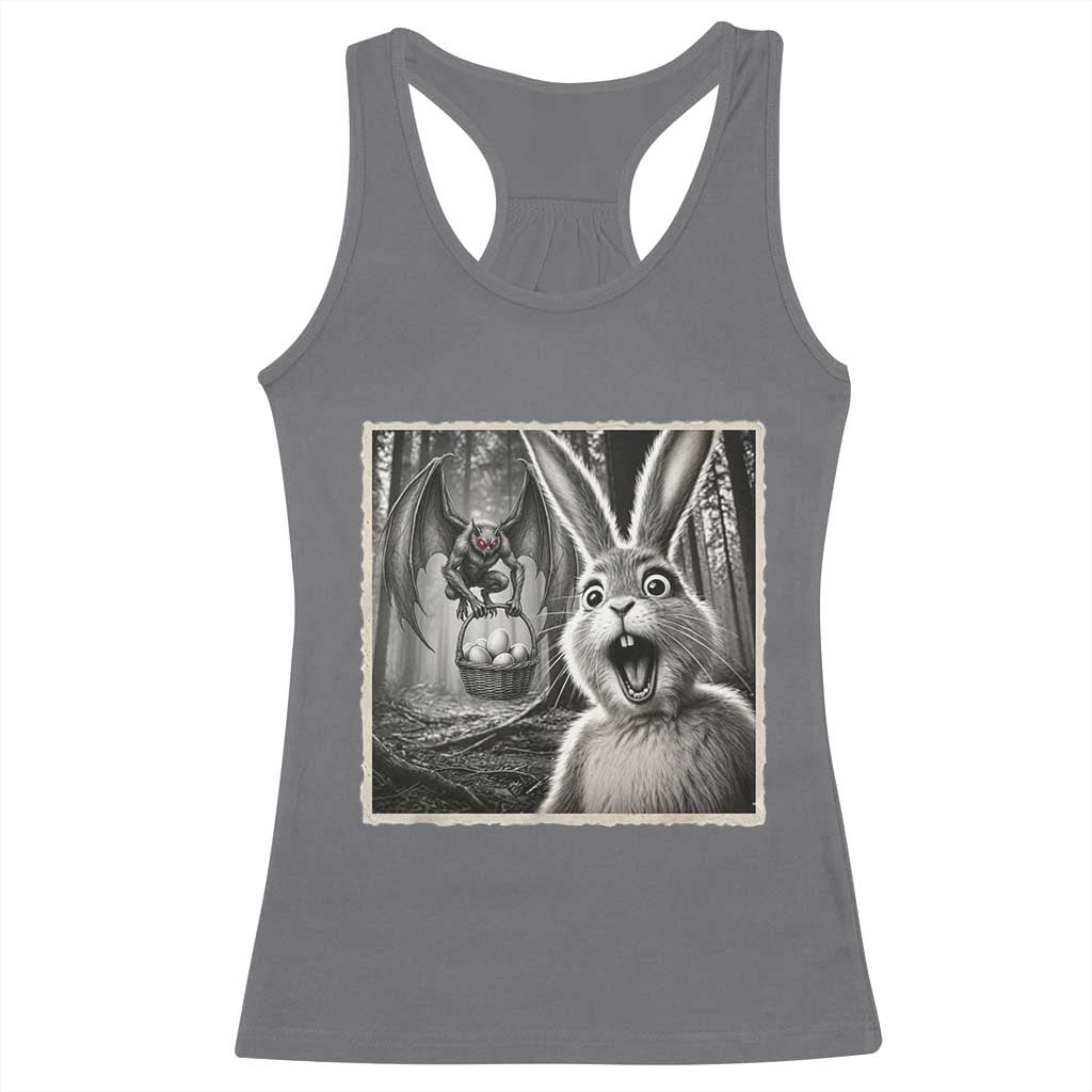 Funny Easter Bunny Selfie Mothman Egg Hunt Racerback Tank Top TS12 Charcoal Print Your Wear