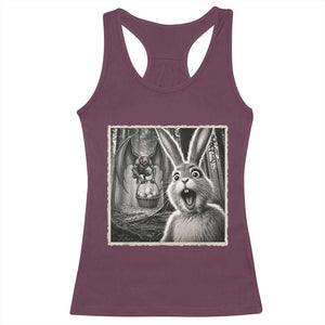 Funny Easter Bunny Selfie Mothman Egg Hunt Racerback Tank Top TS12 Maroon Print Your Wear