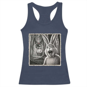 Funny Easter Bunny Selfie Mothman Egg Hunt Racerback Tank Top TS12 Navy Print Your Wear