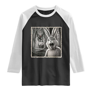 Funny Easter Bunny Selfie Mothman Egg Hunt Raglan Shirt TS12 Black White Print Your Wear