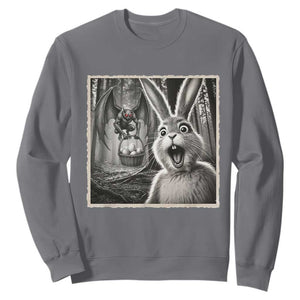 Funny Easter Bunny Selfie Mothman Egg Hunt Sweatshirt TS12 Charcoal Print Your Wear