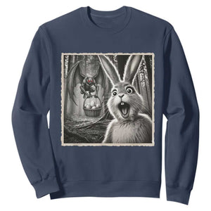 Funny Easter Bunny Selfie Mothman Egg Hunt Sweatshirt TS12 Navy Print Your Wear