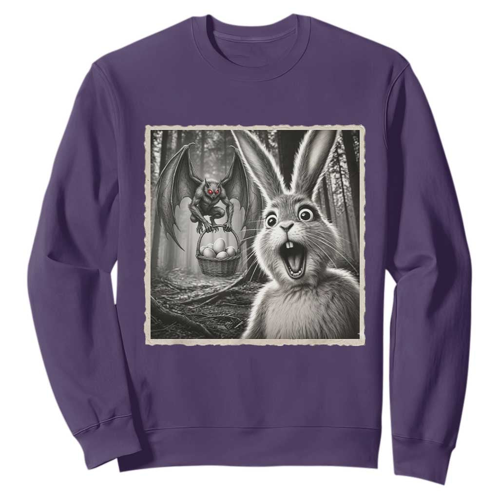 Funny Easter Bunny Selfie Mothman Egg Hunt Sweatshirt TS12 Purple Print Your Wear