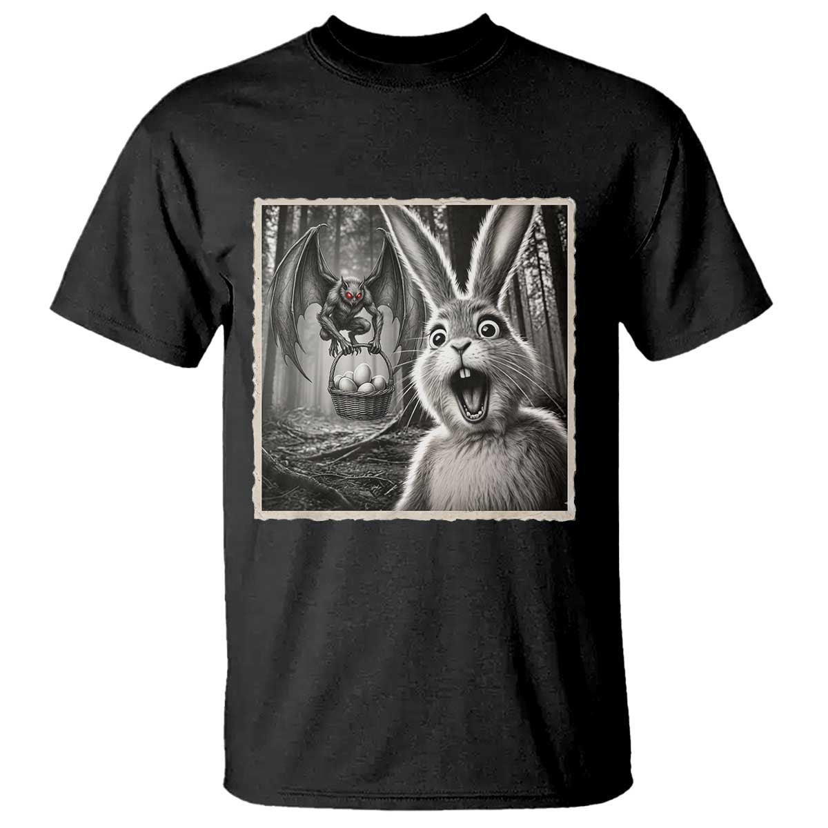 Funny Easter Bunny Selfie Mothman Egg Hunt T Shirt TS12 Black Print Your Wear