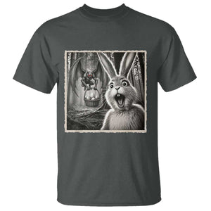 Funny Easter Bunny Selfie Mothman Egg Hunt T Shirt TS12 Dark Heather Print Your Wear