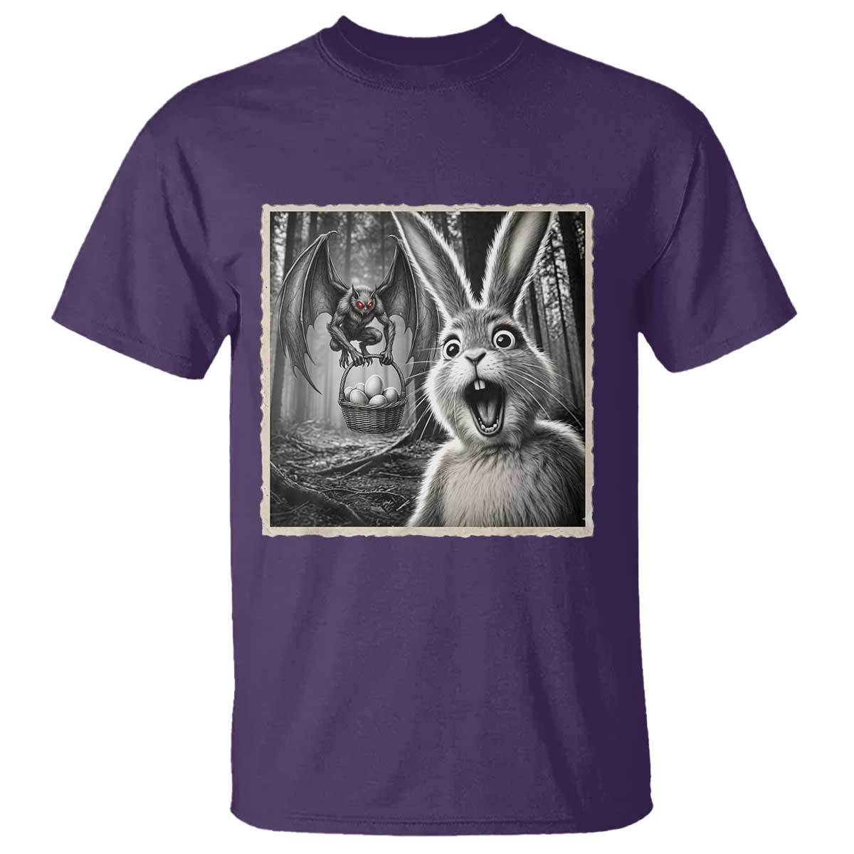 Funny Easter Bunny Selfie Mothman Egg Hunt T Shirt TS12 Purple Print Your Wear