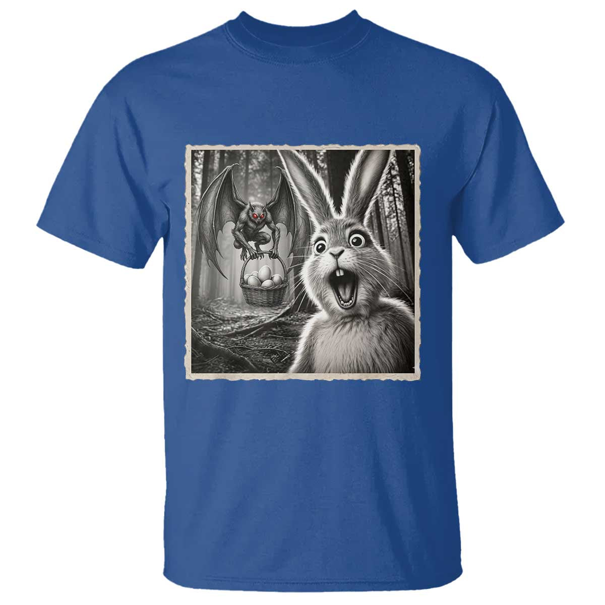 Funny Easter Bunny Selfie Mothman Egg Hunt T Shirt TS12 Royal Blue Print Your Wear