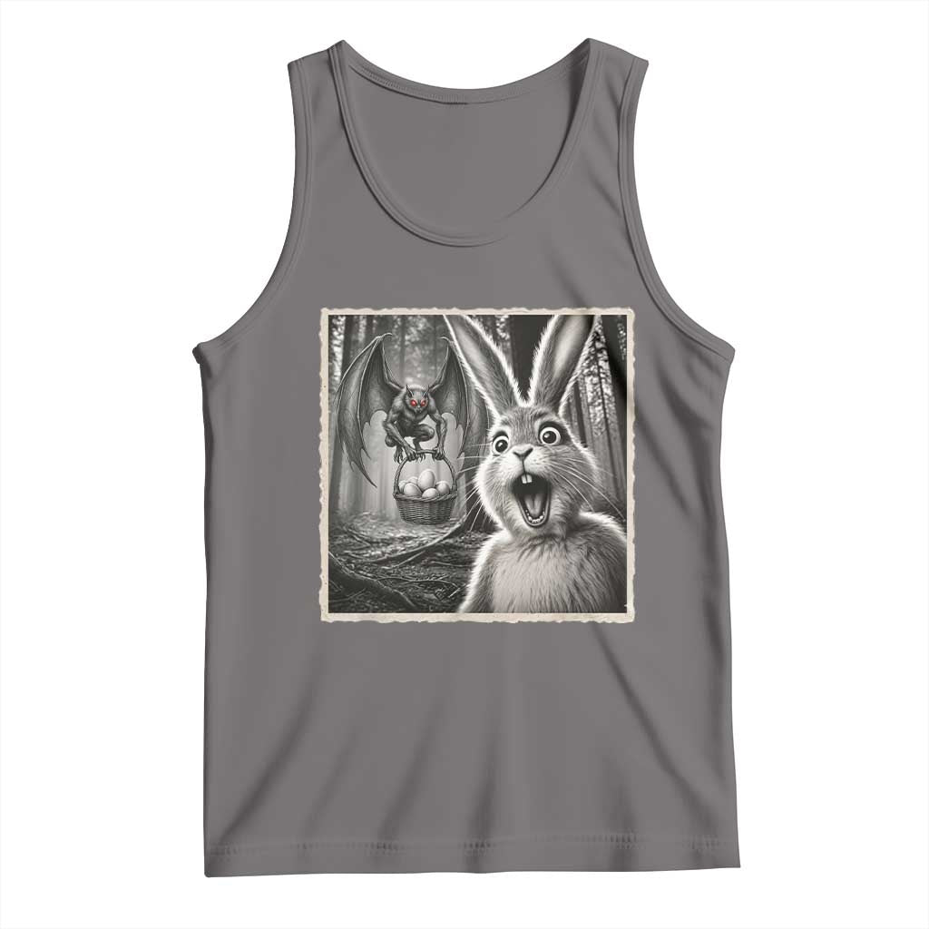 Funny Easter Bunny Selfie Mothman Egg Hunt Tank Top TS12 Deep Heather Print Your Wear