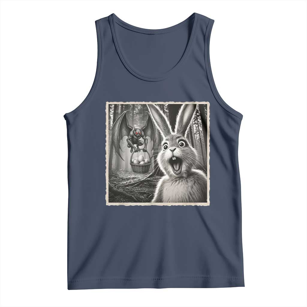 Funny Easter Bunny Selfie Mothman Egg Hunt Tank Top TS12 Navy Print Your Wear