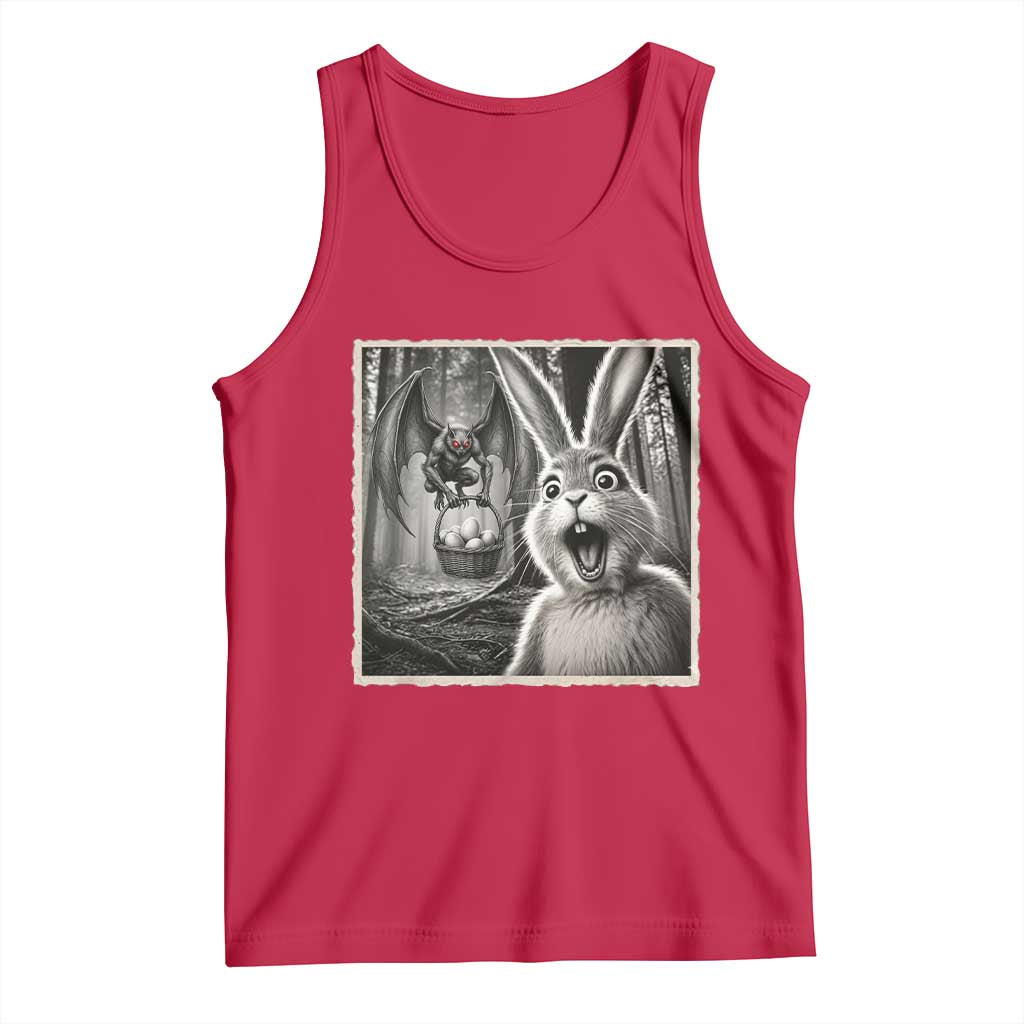 Funny Easter Bunny Selfie Mothman Egg Hunt Tank Top TS12 Red Print Your Wear