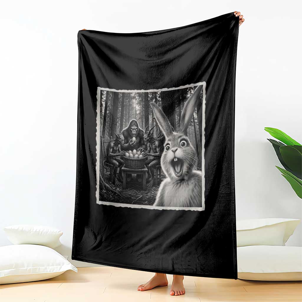 Funny Easter Bunny Selfie Throw Blanket Bigfoot Jersey Devil Chupacabra Egg Hunt TS12 Print Your Wear