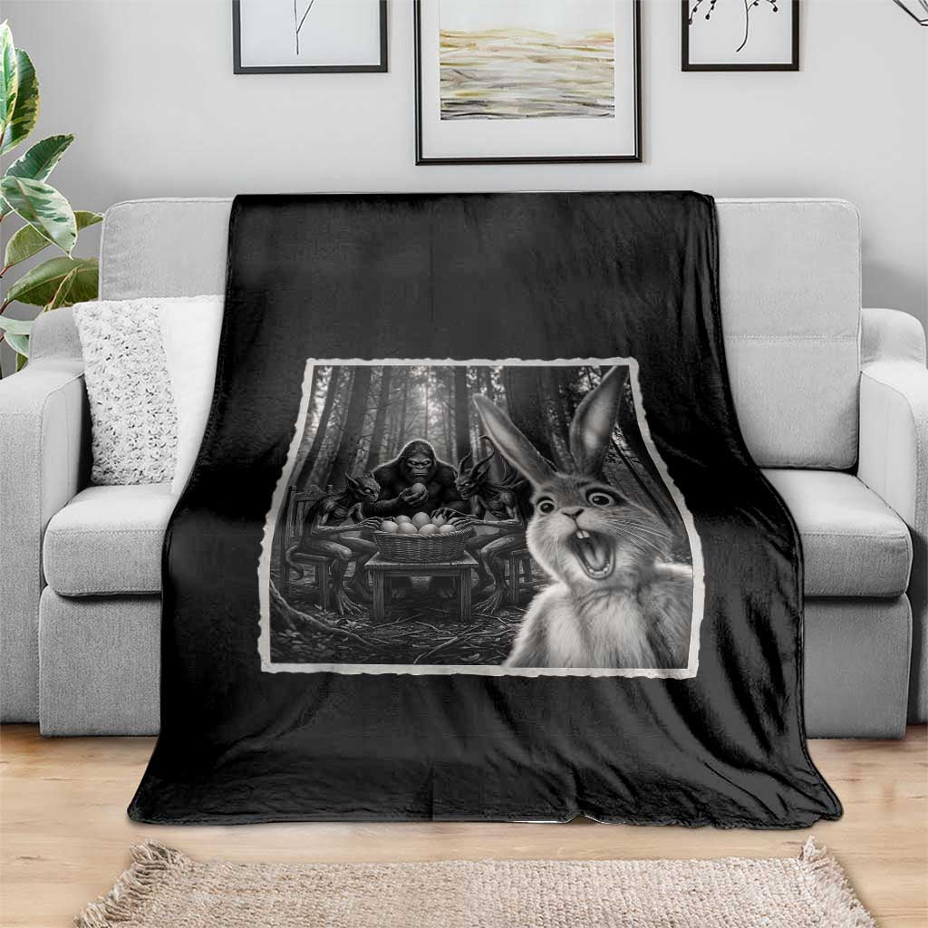 Funny Easter Bunny Selfie Throw Blanket Bigfoot Jersey Devil Chupacabra Egg Hunt TS12 Print Your Wear