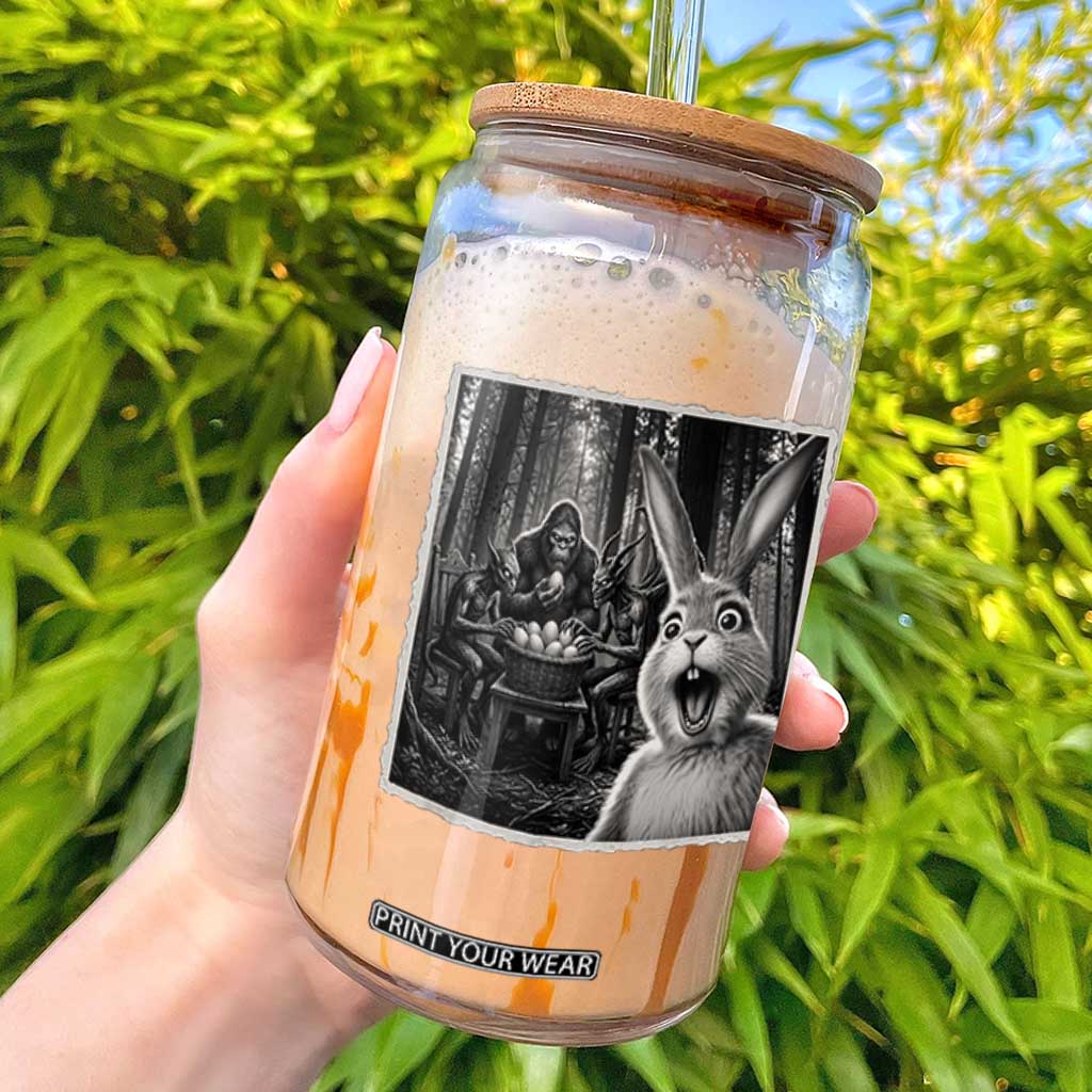 Funny Easter Bunny Selfie Glass Can Bigfoot Jersey Devil Chupacabra Egg Hunt TS12 Black Print Your Wear