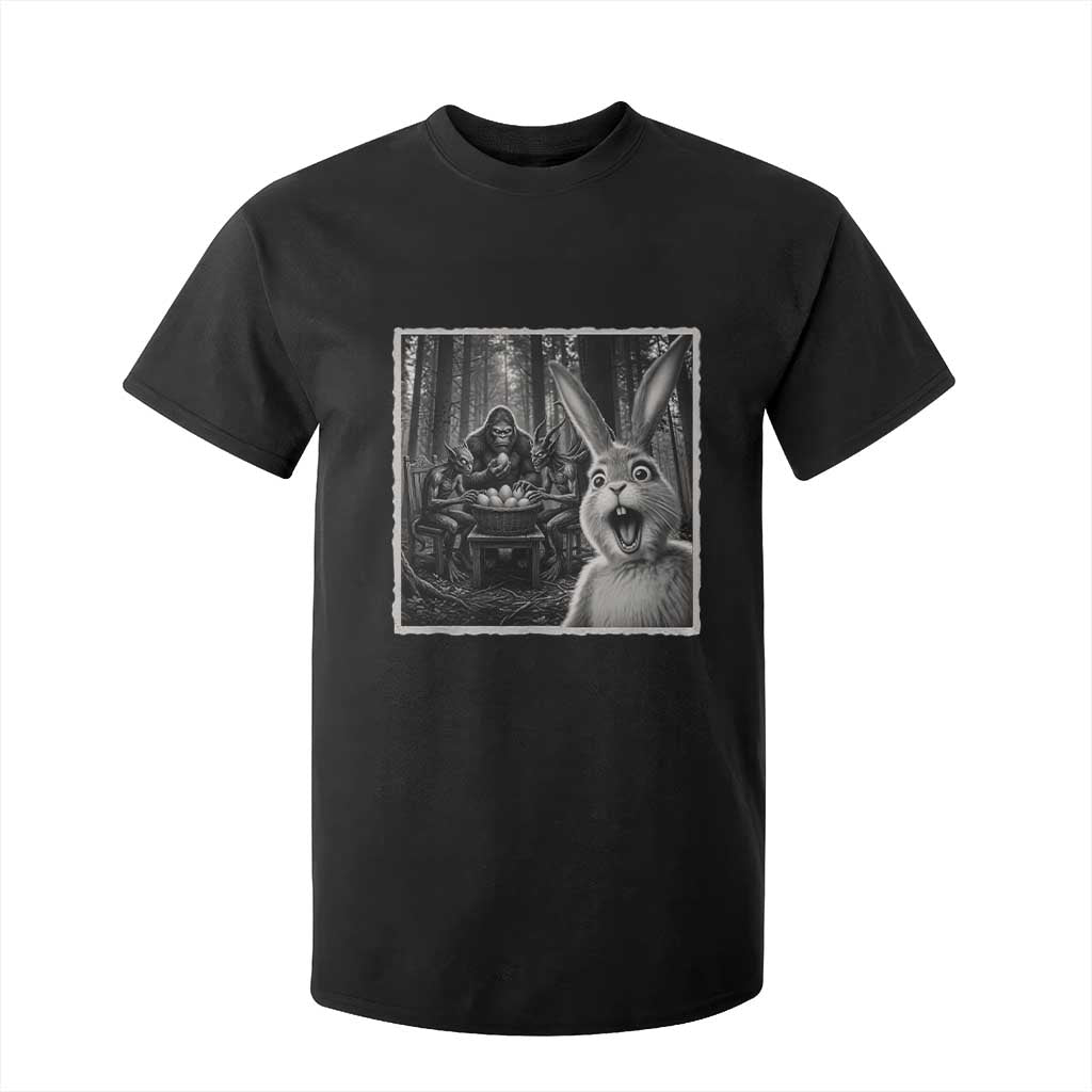 Funny Easter Bunny Selfie T Shirt For Kid Bigfoot Jersey Devil Chupacabra Egg Hunt TS12 Black Print Your Wear