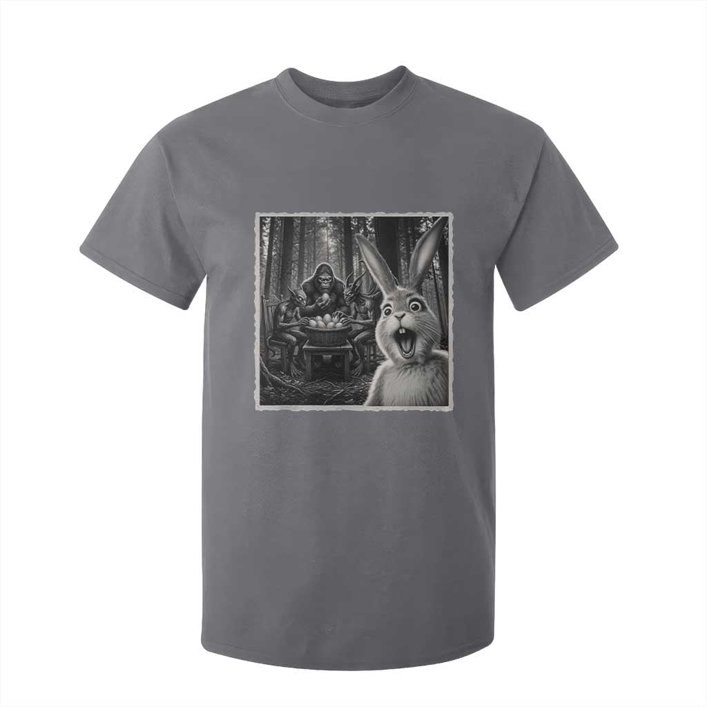Funny Easter Bunny Selfie T Shirt For Kid Bigfoot Jersey Devil Chupacabra Egg Hunt TS12 Charcoal Print Your Wear